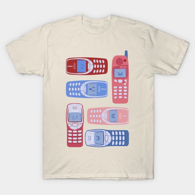 Retro Cellphones T-Shirt by chobopop